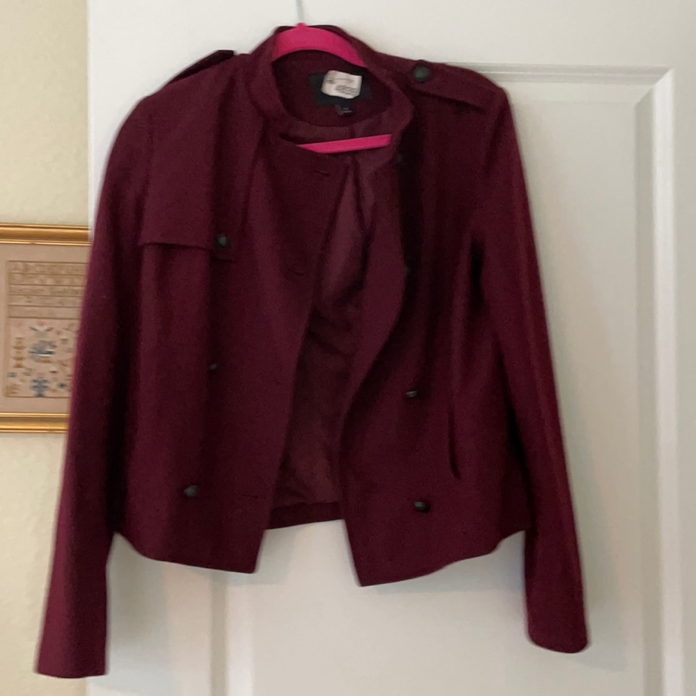 Banana Republic size 4. Wool material- looks amazing burgundy